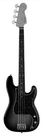 Start of image description, A bass guitar., end of image description